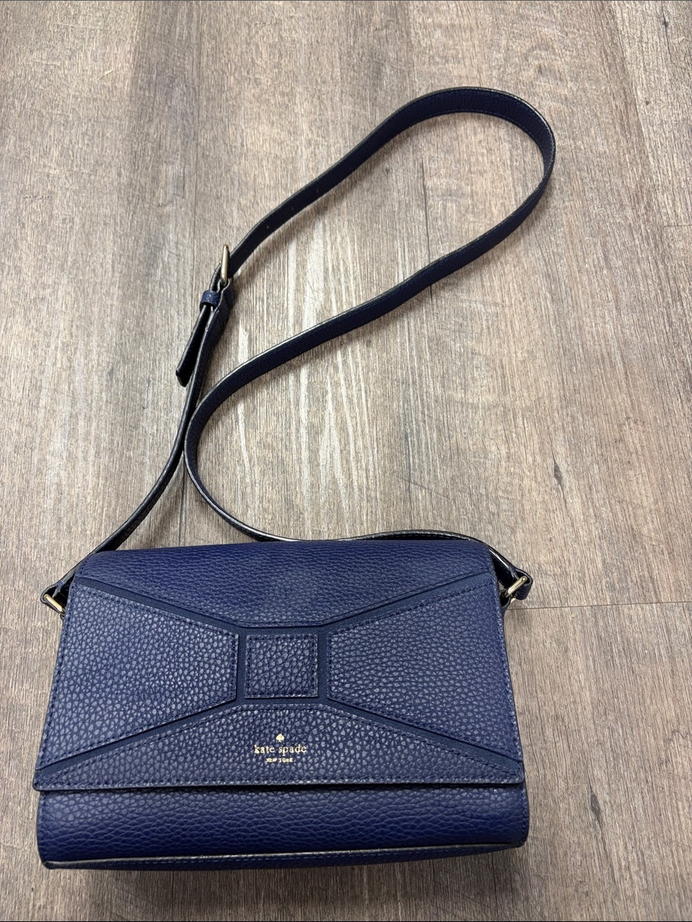 kate spade navy pebbled leather flap crossbody